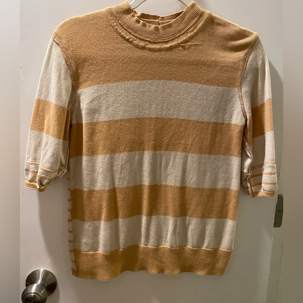 Free People Tan sweater stripped top- small/XS